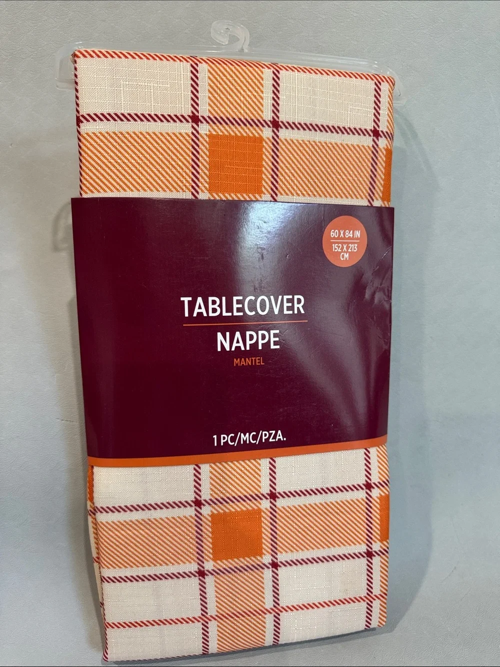 Orange Plaid Tablecover - Home Dining Tablecloth 60x84 inch